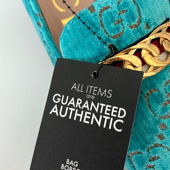 NEW! GUCCI Shoes Velvet Gg Sylvie Chain Detail Mid-Heel Square loafers 9… - Picture 13 of 16